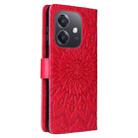 For OPPO A5x 5G Global Embossed Sunflower Pattern Flip Leather Phone Case(Red) - 3