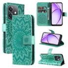 For OPPO A5x 5G Global Embossed Sunflower Pattern Flip Leather Phone Case(Green) - 1