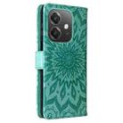 For OPPO A5x 5G Global Embossed Sunflower Pattern Flip Leather Phone Case(Green) - 3