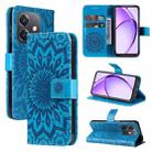 For OPPO A5x 5G Global Embossed Sunflower Pattern Flip Leather Phone Case(Blue) - 1