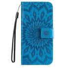For OPPO A5x 5G Global Embossed Sunflower Pattern Flip Leather Phone Case(Blue) - 2