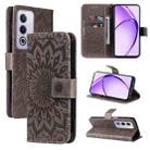 For OPPO K12x 5G Global Embossed Sunflower Pattern Flip Leather Phone Case(Grey) - 1