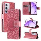 For OPPO K12x 5G Global Embossed Sunflower Pattern Flip Leather Phone Case(Pink) - 1