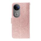 For vivo V50 5G Global Embossed Sunflower Pattern Flip Leather Phone Case(Rose Gold) - 3