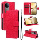 For vivo V50 5G Global Embossed Sunflower Pattern Flip Leather Phone Case(Red) - 1