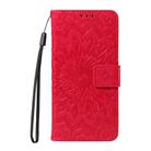 For vivo V50 5G Global Embossed Sunflower Pattern Flip Leather Phone Case(Red) - 2