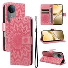For vivo V50 5G Global Embossed Sunflower Pattern Flip Leather Phone Case(Pink) - 1