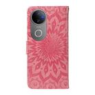 For vivo V50 5G Global Embossed Sunflower Pattern Flip Leather Phone Case(Pink) - 3