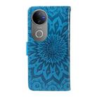For vivo V50 5G Global Embossed Sunflower Pattern Flip Leather Phone Case(Blue) - 3