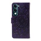 For vivo Y29S 5G / Y04 Embossed Sunflower Pattern Flip Leather Phone Case(Purple) - 3