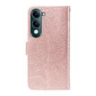 For vivo Y29S 5G / Y04 Embossed Sunflower Pattern Flip Leather Phone Case(Rose Gold) - 3
