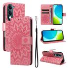 For vivo Y29S 5G / Y04 Embossed Sunflower Pattern Flip Leather Phone Case(Pink) - 1
