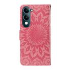 For vivo Y29S 5G / Y04 Embossed Sunflower Pattern Flip Leather Phone Case(Pink) - 3