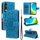 For vivo Y29S 5G / Y04 Embossed Sunflower Pattern Flip Leather Phone Case(Blue) - 1