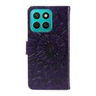 For Honor X8C 4G Global Embossed Sunflower Pattern Flip Leather Phone Case(Purple) - 3