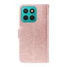 For Honor X8C 4G Global Embossed Sunflower Pattern Flip Leather Phone Case(Rose Gold) - 3