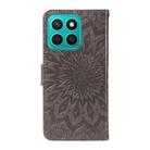 For Honor X8C 4G Global Embossed Sunflower Pattern Flip Leather Phone Case(Grey) - 3