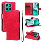 For Honor X8C 4G Global Embossed Sunflower Pattern Flip Leather Phone Case(Red) - 1