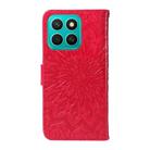 For Honor X8C 4G Global Embossed Sunflower Pattern Flip Leather Phone Case(Red) - 3