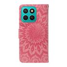 For Honor X8C 4G Global Embossed Sunflower Pattern Flip Leather Phone Case(Pink) - 3