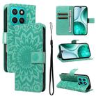 For Honor X8C 4G Global Embossed Sunflower Pattern Flip Leather Phone Case(Green) - 1