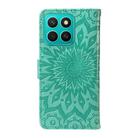 For Honor X8C 4G Global Embossed Sunflower Pattern Flip Leather Phone Case(Green) - 3