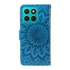 For Honor X8C 4G Global Embossed Sunflower Pattern Flip Leather Phone Case(Blue) - 3