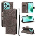 For Honor 400 Lite Embossed Sunflower Pattern Flip Leather Phone Case(Grey) - 1