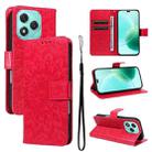 For Honor 400 Lite Embossed Sunflower Pattern Flip Leather Phone Case(Red) - 1
