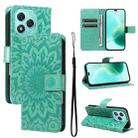 For Honor 400 Lite Embossed Sunflower Pattern Flip Leather Phone Case(Green) - 1