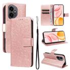 For Honor 400 Global 156.5mm Embossed Sunflower Pattern Flip Leather Phone Case(Rose Gold) - 1