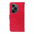For Honor 400 Pro Global 160.8mm Embossed Sunflower Pattern Flip Leather Phone Case(Red) - 3