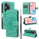 For Honor 400 Pro Global 160.8mm Embossed Sunflower Pattern Flip Leather Phone Case(Green) - 1