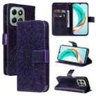 For Honor X6c / X6b / X6a / X5b Embossed Sunflower Pattern Flip Leather Phone Case(Purple) - 1