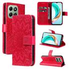 For Honor X6c / X6b / X6a / X5b Embossed Sunflower Pattern Flip Leather Phone Case(Red) - 1