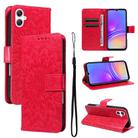 For Samsung Galaxy A06 5G / 4G Embossed Sunflower Pattern Flip Leather Phone Case(Red) - 1