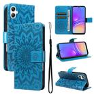 For Samsung Galaxy A06 5G / 4G Embossed Sunflower Pattern Flip Leather Phone Case(Blue) - 1