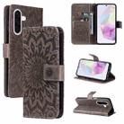 For Samsung Galaxy A36 5G / M56 5G Embossed Sunflower Pattern Flip Leather Phone Case(Grey) - 1