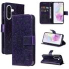 For Samsung Galaxy A56 5G Embossed Sunflower Pattern Flip Leather Phone Case(Purple) - 1