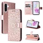 For Samsung Galaxy A56 5G Embossed Sunflower Pattern Flip Leather Phone Case(Rose Gold) - 1