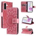 For Samsung Galaxy A56 5G Embossed Sunflower Pattern Flip Leather Phone Case(Pink) - 1