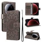 For Xiaomi 15 Ultra 5G Global Embossed Sunflower Pattern Flip Leather Phone Case(Grey) - 1