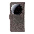 For Xiaomi 15 Ultra 5G Global Embossed Sunflower Pattern Flip Leather Phone Case(Grey) - 3
