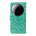 For Xiaomi 15 Ultra 5G Global Embossed Sunflower Pattern Flip Leather Phone Case(Green) - 3