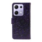 For Xiaomi Poco M6 Pro 4G Global Embossed Sunflower Pattern Flip Leather Phone Case(Purple) - 3