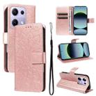 For Xiaomi Poco M6 Pro 4G Global Embossed Sunflower Pattern Flip Leather Phone Case(Rose Gold) - 1