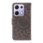 For Xiaomi Poco M6 Pro 4G Global Embossed Sunflower Pattern Flip Leather Phone Case(Grey) - 3
