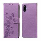 For Samsung Galaxy F06 5G / M06 5G Embossed Butterfly Flowers Leather Phone Case(Purple) - 1