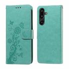 For Samsung Galaxy F16 5G / M16 5G Embossed Butterfly Flowers Leather Phone Case(Green) - 1