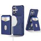 For iPhone 16 2-in-1 Magnetic Wallet MagSafe Leather Back Phone Case(Blue) - 1